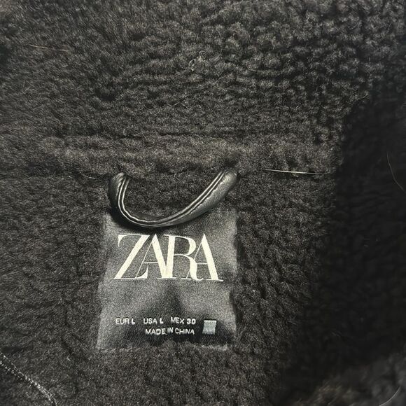 Zara Double Faced suede Jacket Black size Large nwt - Picture 9 of 10